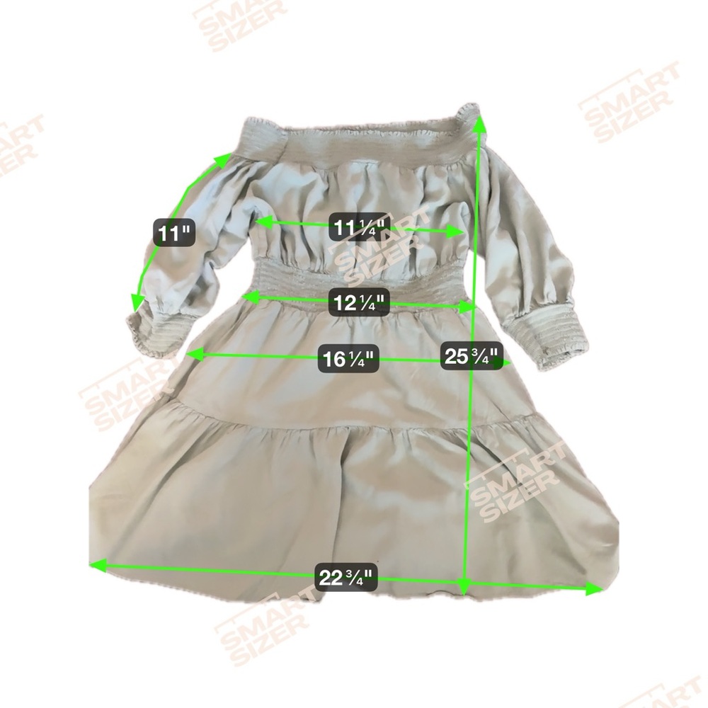 *SOLD* Gianni Bini Charming Off-Shoulder Dress in Light Green Cream - Picture 6 of 6